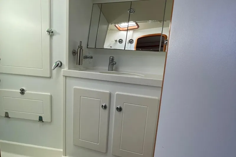 Slide: The Image of Luxurious bathroom interior of 2009 Hallberg-Rassy 54 yacht with modern fixtures. - 31