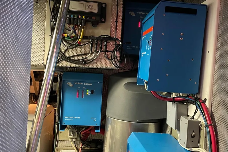 Slide: The Image of Electrical system of a 2009 Hallberg-Rassy 54 yacht with Victron Energy components. - 33