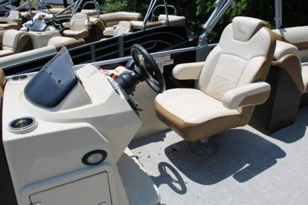 Slide: The Image of 2022 Lowe SS270 boat captain's chair and helm station. - 4
