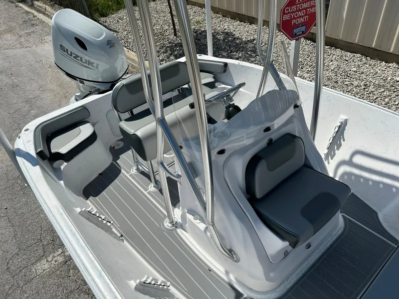 Slide: The Image of 2024 ALK2 Powerboats 18 CRS with Suzuki outboard motor, interior seating view. - 24