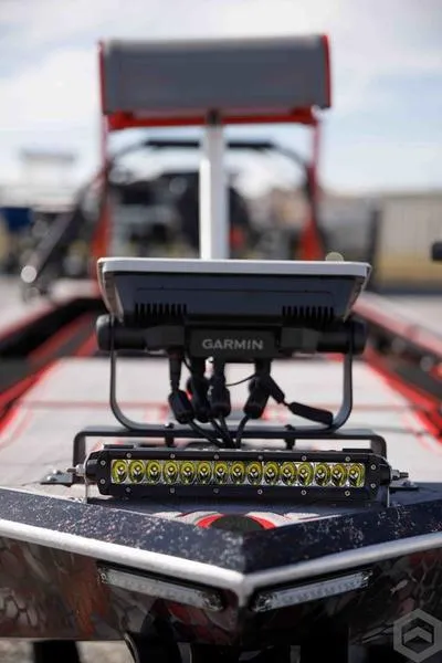 Slide: The Image of 2023 Go-Devil 2060 boat with Garmin navigation system and LED light bar. - 23