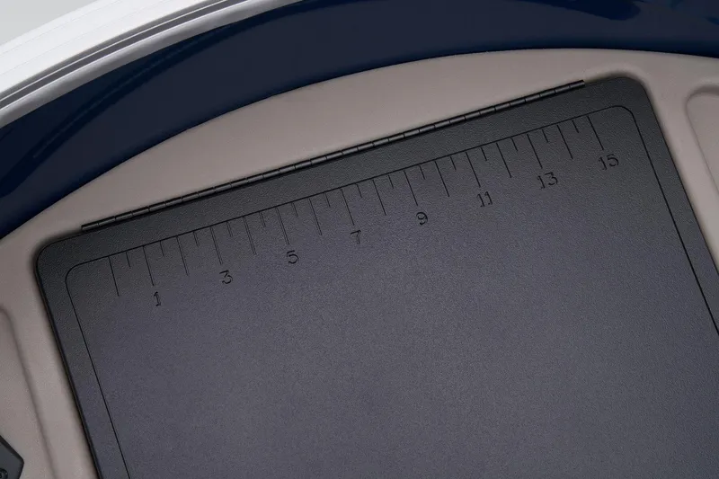 Slide: The Image of Close-up of the 2024 Sun Tracker Fishin' Barge 22 XP3 measuring board. - 19