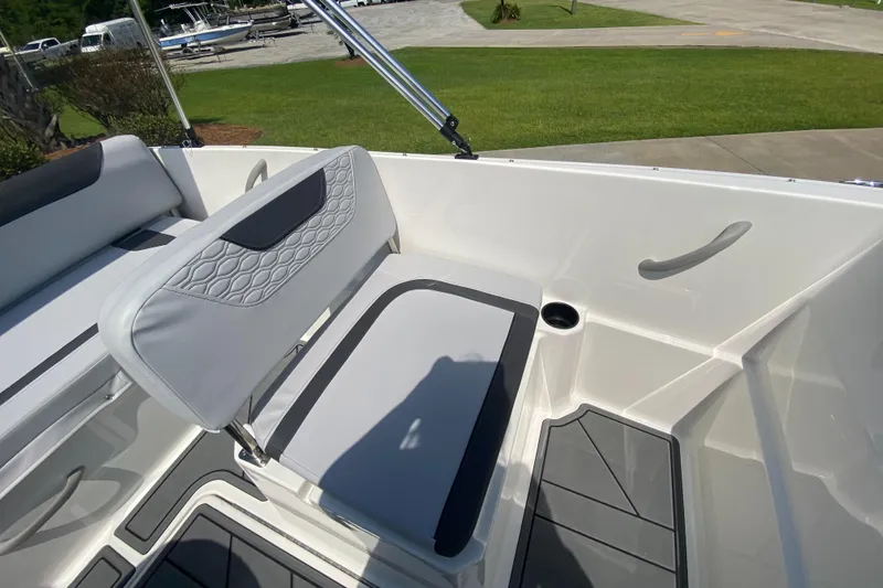 Slide: The Image of 2024 Bayliner Element M19 boat interior seating and deck. - 11