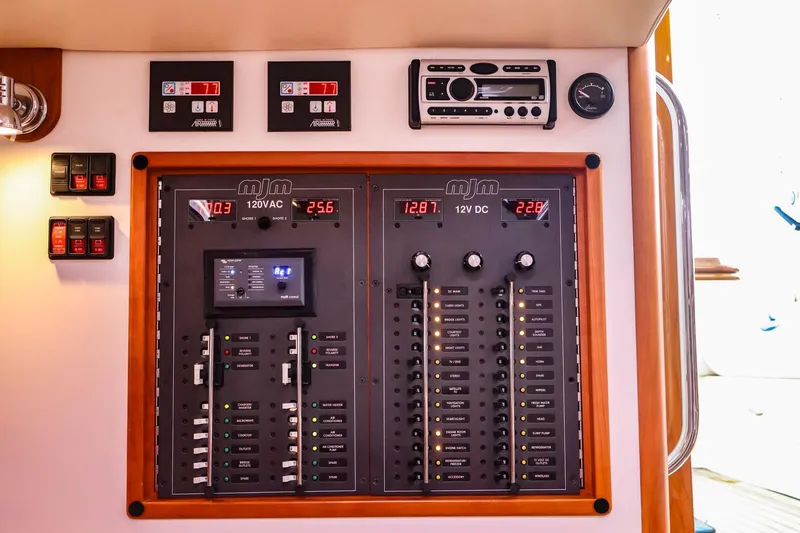 Slide: The Image of Electrical control panel of a 2010 MJM 40z Downeast boat. - 23