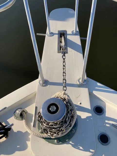 Slide: The Image of Anchor chain and windlass on 1987 Viking Convertible boat. - 2