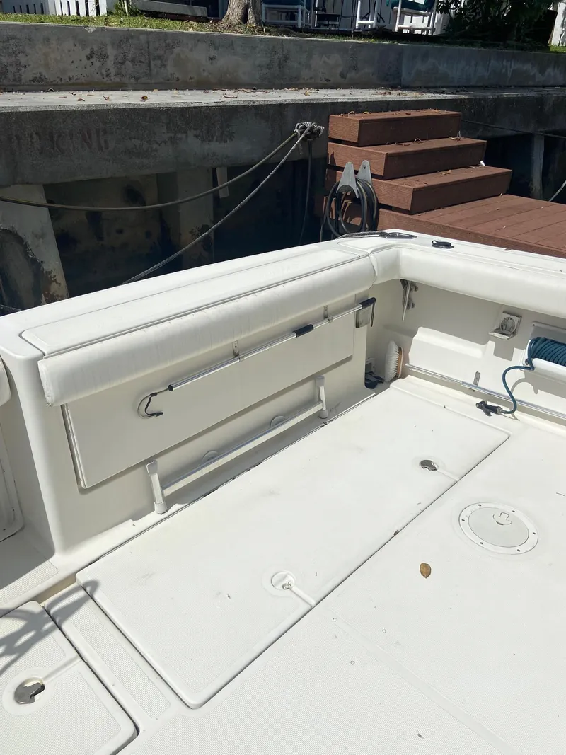 Slide: The Image of 1992 Tiara Yachts 31 Open boat deck with storage compartments. - 10