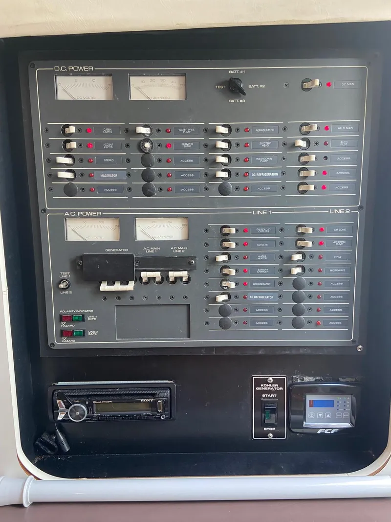Slide: The Image of Electrical control panel on a 1992 Tiara Yachts 31 Open boat. - 41