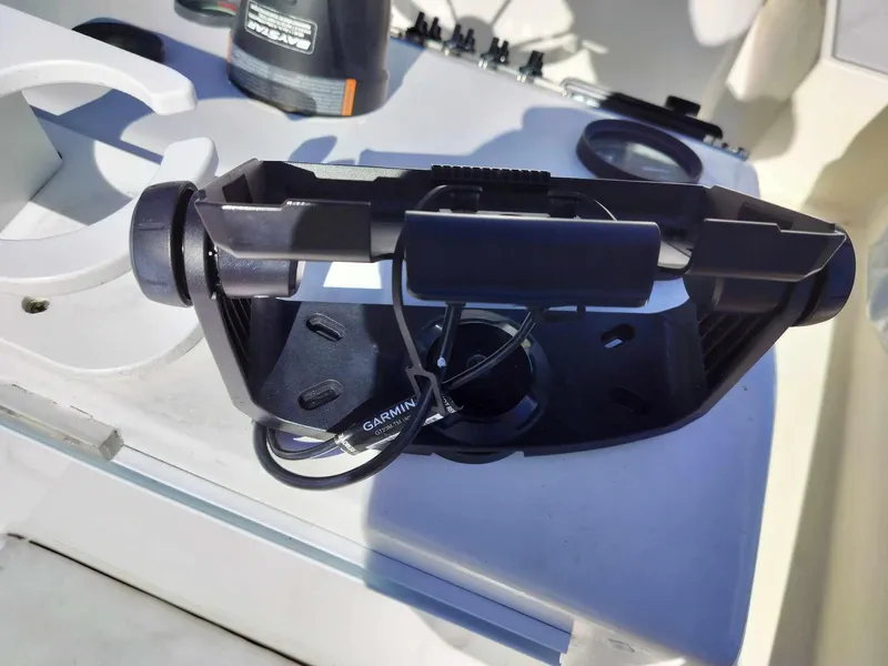 Slide: The Image of Garmin fishfinder mount on a 1988 Mako 171 Center Console boat. - 45