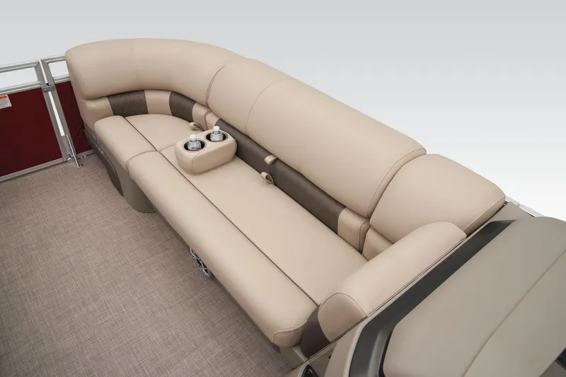 Slide: The Image of 2024 Sun Tracker Party Barge 20 DLX pontoon boat seating with cup holders. - 30