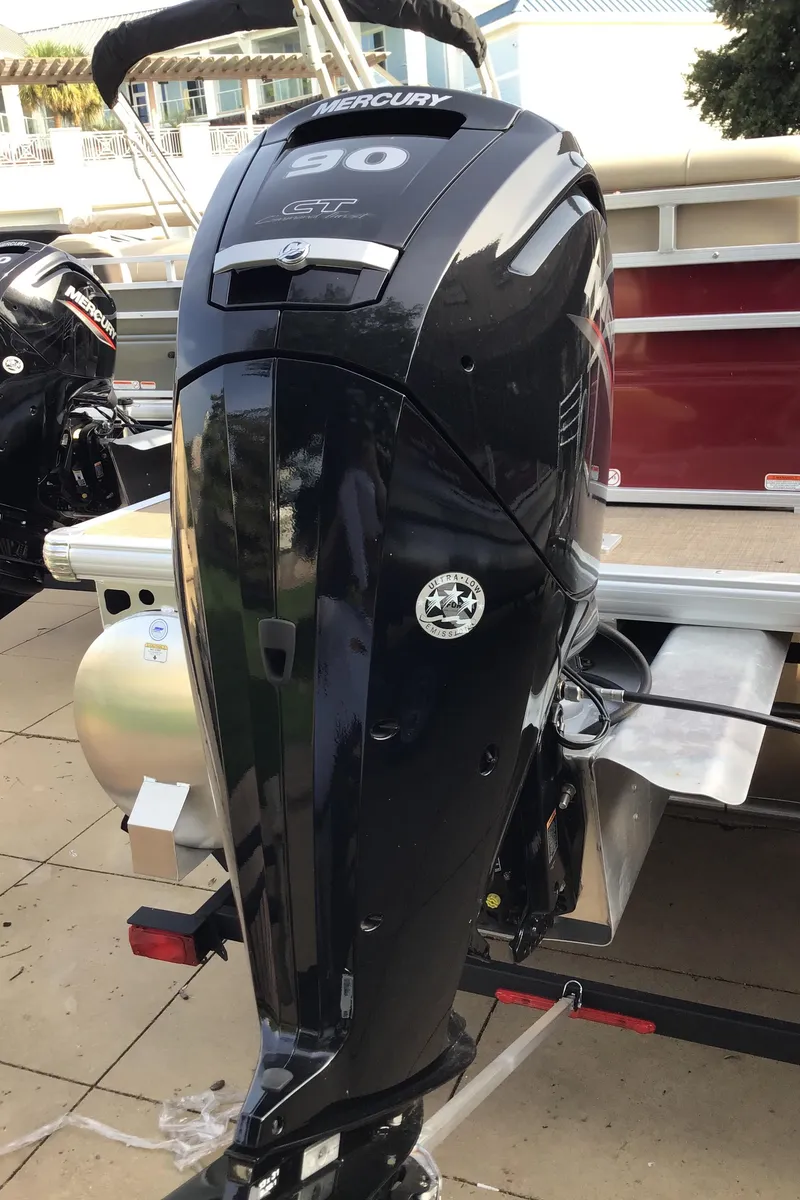 Slide: The Image of 2024 Sun Tracker Party Barge 20 DLX with Mercury 90 HP outboard motor. - 7