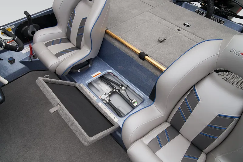 Slide: The Image of 2024 Nitro Z18 Pro boat interior with storage compartment open. - 38