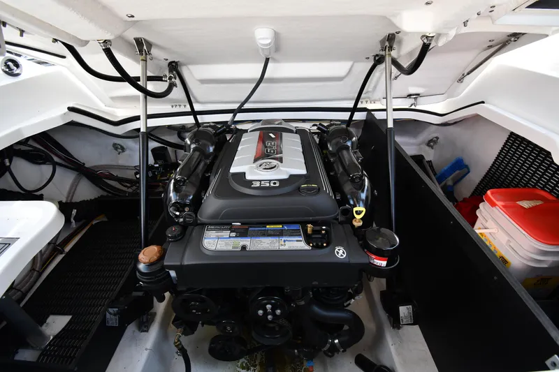 Slide: The Image of 2021 Monterey 278 Super Sport boat engine compartment. - 44