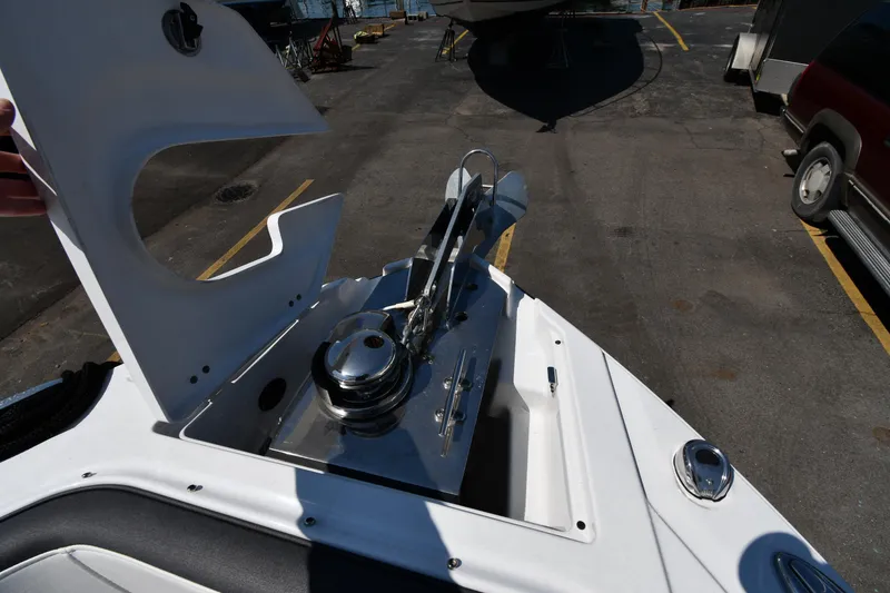 Slide: The Image of 2021 Monterey 278 Super Sport boat anchor system in a marina. - 36