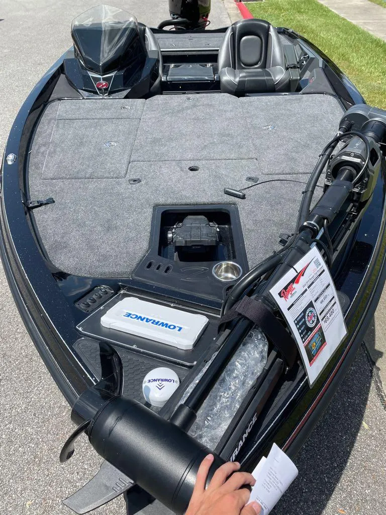 Slide: The Image of 2024 Ranger Z518 Ranger Cup Equipped fishing boat with Lowrance electronics. - 2