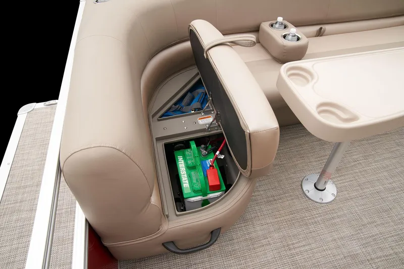 Slide: The Image of 2024 Ranger Reata 200C boat with under-seat storage compartment. - 38