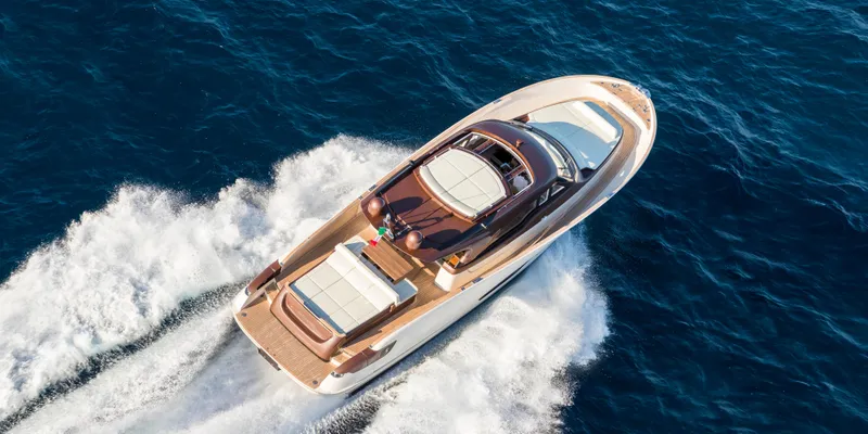 Slide: The Image of 2024 Solaris 57 Lobster yacht cruising on open sea, aerial view. - 4