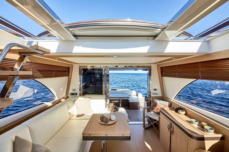 Slide: The Image of Luxurious interior of 2024 Solaris 57 Lobster yacht with ocean view. - 10