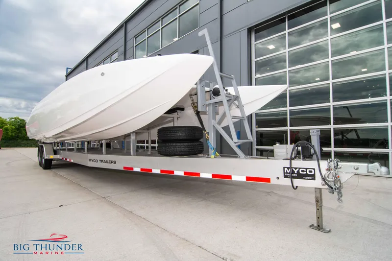 Slide: The Image of 2023 Fountain 34 Thunder Cat boat on Myco trailer at Big Thunder Marine. - 11
