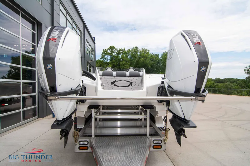 Slide: The Image of 2023 Fountain 34 Thunder Cat boat with twin outboard engines at Big Thunder Marine. - 7