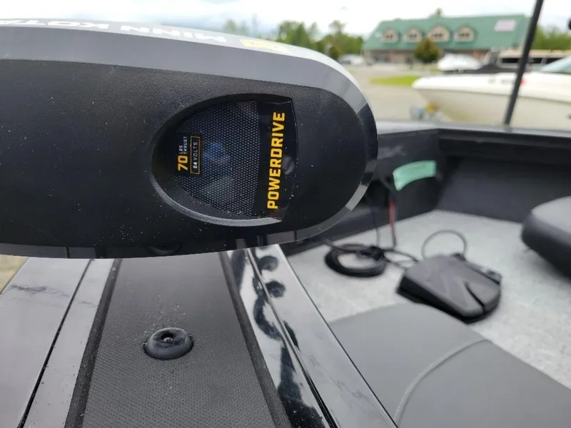 Slide: The Image of Close-up of Minn Kota PowerDrive motor on 2024 Tracker Targa V19 Combo boat. - 10