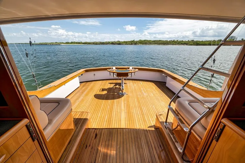 Slide: The Image of Luxurious 2001 Rybovich Sportfisherman yacht deck with scenic water view. - 26