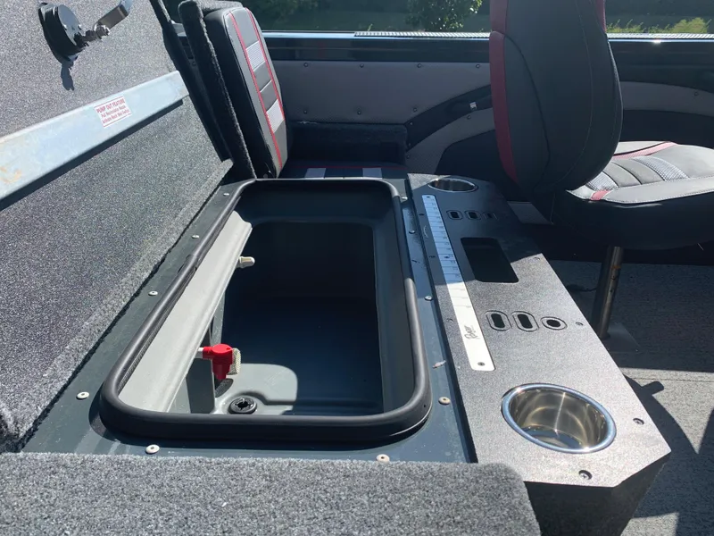 Slide: The Image of 2023 Ranger VX1788 WT boat interior with storage compartment and seating. - 4
