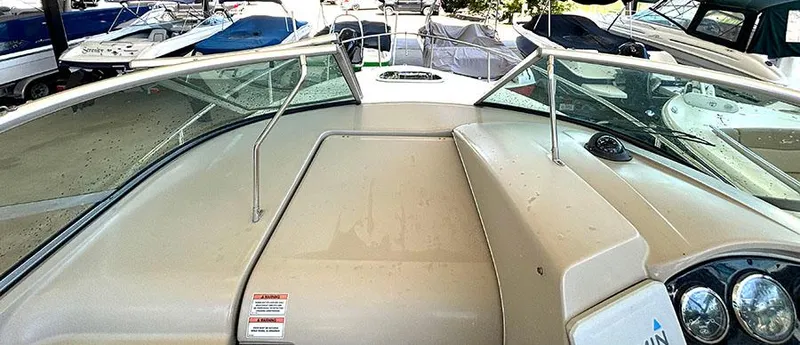 Slide: The Image of 2008 Sea Ray 240 Sundancer boat deck and windshield view. - 7