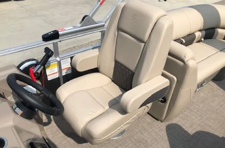 Slide: The Image of 2023 Sun Tracker Party Barge 22 DLX captain's chair and helm station. - 15