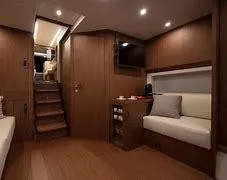 Slide: The Image of Luxurious interior of 2024 Solaris Power 48' Lobster yacht with modern wood finish. - 5
