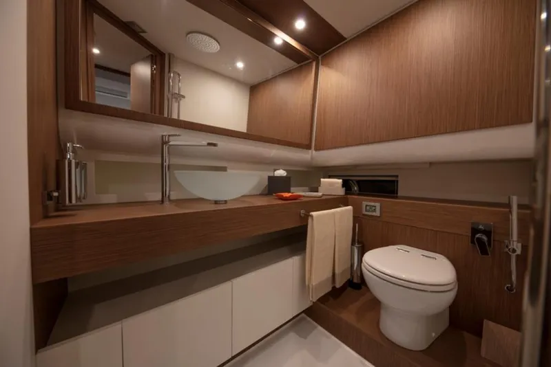 Slide: The Image of Luxurious bathroom in 2024 Solaris Power 48' Lobster yacht with modern fixtures. - 7