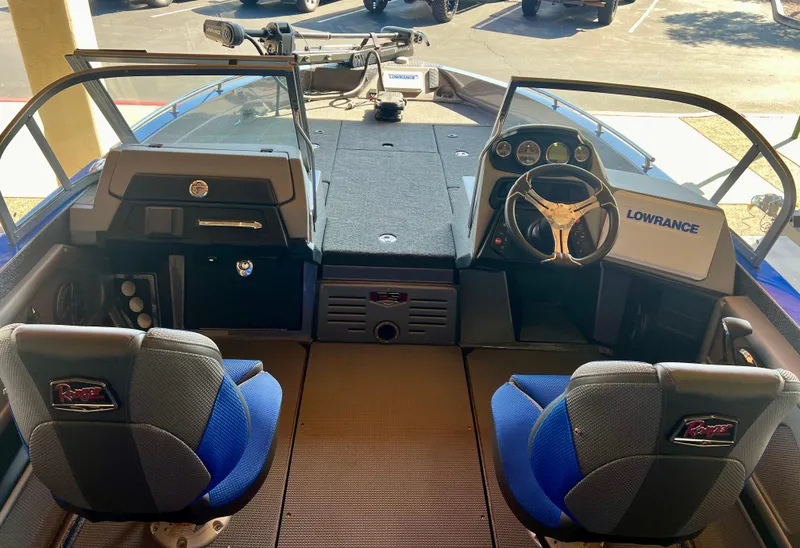 Slide: The Image of 2024 Ranger 621FS Ranger Cup Equipped boat interior with Lowrance electronics. - 2