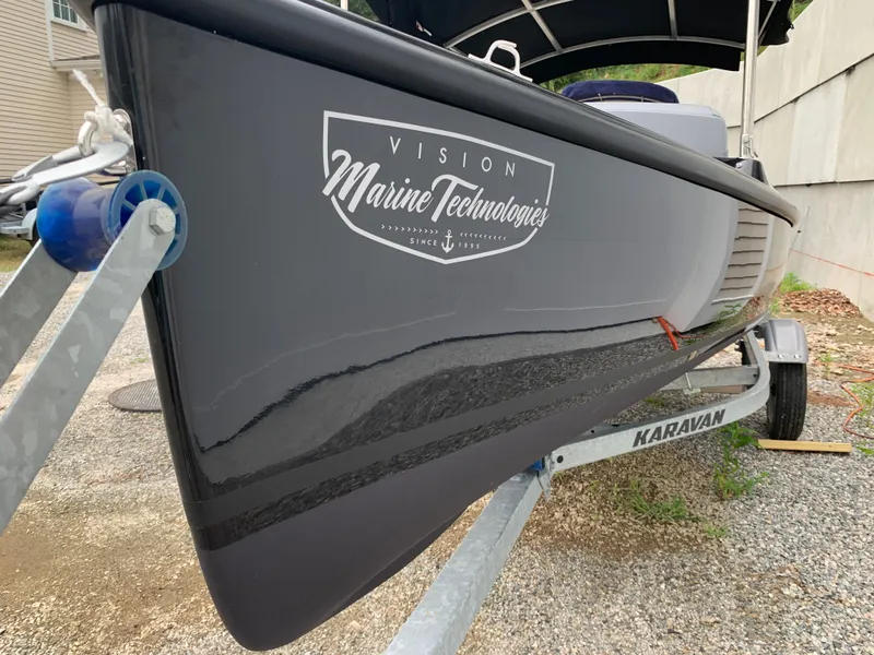 Slide: The Image of 2021 Vision Marine Technologies Quietude 156 boat on Karavan trailer. - 11