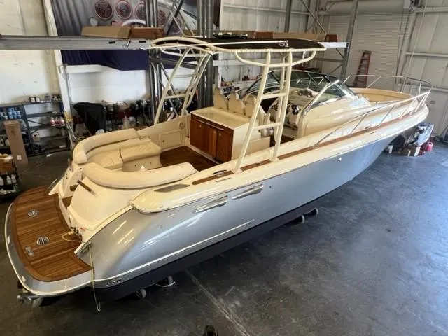 The Image of 2018 Chris-Craft Launch 38 boat in a storage facility. - 0