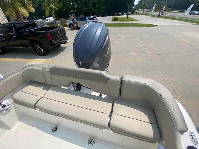 Slide: The Image of 2024 Key West 203 FS boat with Yamaha outboard motor, rear seating view. - 6