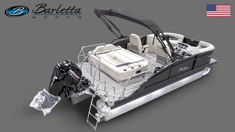 Slide: The Image of 2023 Barletta ARIA 20UC pontoon boat with sleek design and comfortable seating. - 2