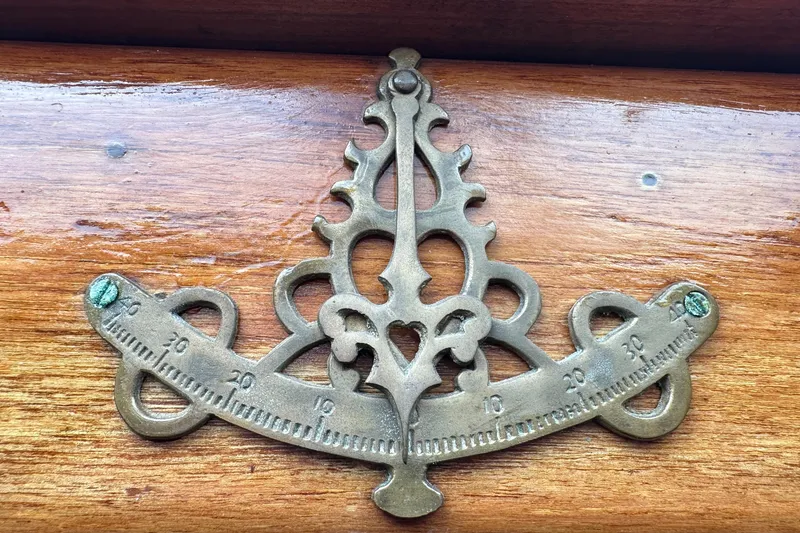 Slide: The Image of Vintage brass inclinometer on 1964 Cheoy Lee Lion Class Sloop. - 20