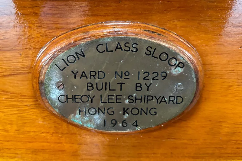 Slide: The Image of 1964 Cheoy Lee Lion Class Sloop nameplate, Yard No. 1229, built in Hong Kong. - 24
