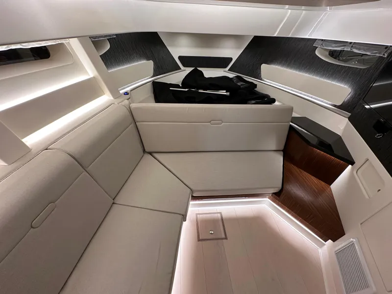 Slide: The Image of Luxurious interior of 2023 Sea Ray Sundancer 370 OB yacht cabin. - 20