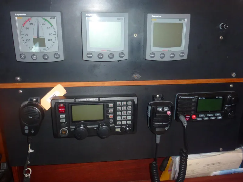 Slide: The Image of Navigation and communication equipment on a 1990 Sabre 425 sailboat. - 38