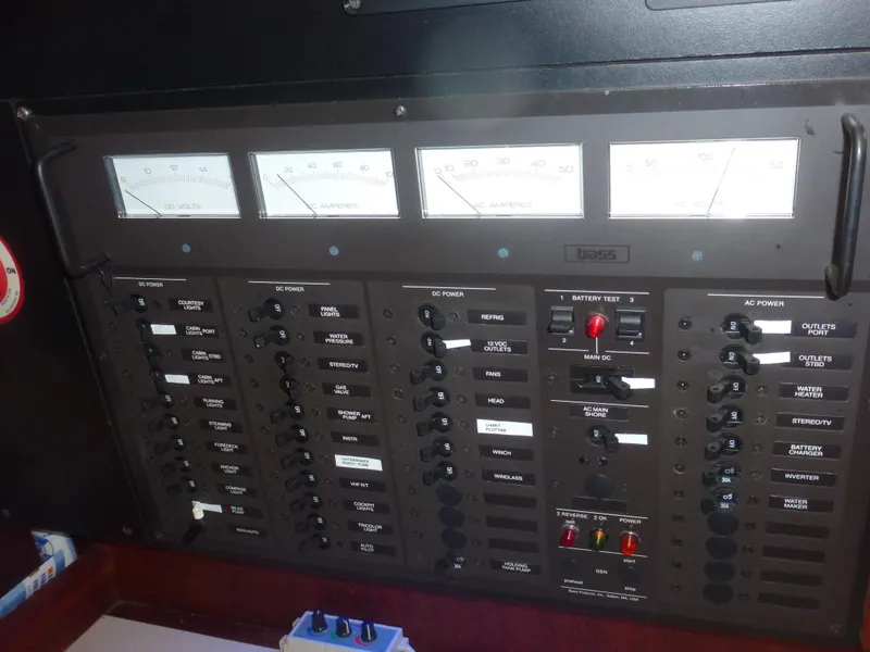 Slide: The Image of Electrical control panel of a 1990 Sabre 425 sailboat. - 39