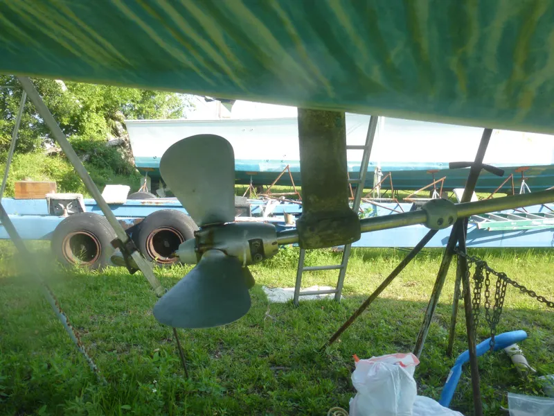 Slide: The Image of Propeller and rudder of a 1990 Sabre 425 sailboat on land. - 7