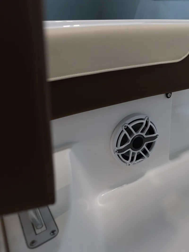 Slide: The Image of 2024 Caymas 28 Hybrid boat interior speaker detail. - 26
