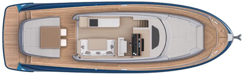 Slide: The Image of Top view of 2025 Solaris 52 Coupe yacht layout with elegant interior design. - 14