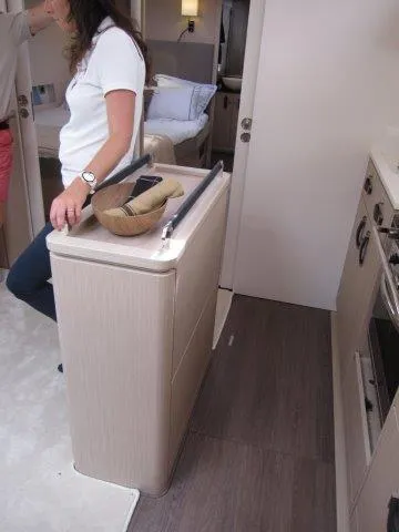 Slide: The Image of Interior of 2024 Jeanneau 55 yacht with modern kitchen and cozy bedroom. - 34