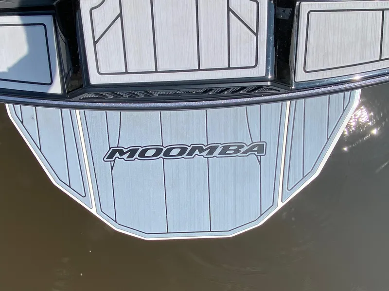 Slide: The Image of 2023 Moomba Craz boat swim platform with logo. - 15