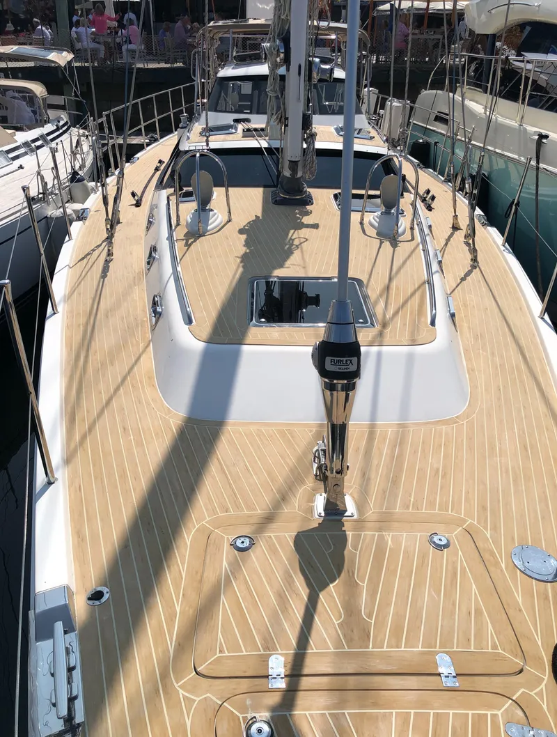 Slide: The Image of Outbound 56 sailboat deck, 2020 model, featuring sleek design and modern fittings. - 31