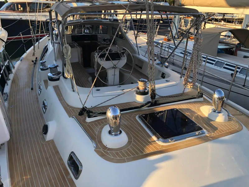 Slide: The Image of Luxurious 2020 Outbound 56 yacht deck with sleek design and modern amenities. - 38