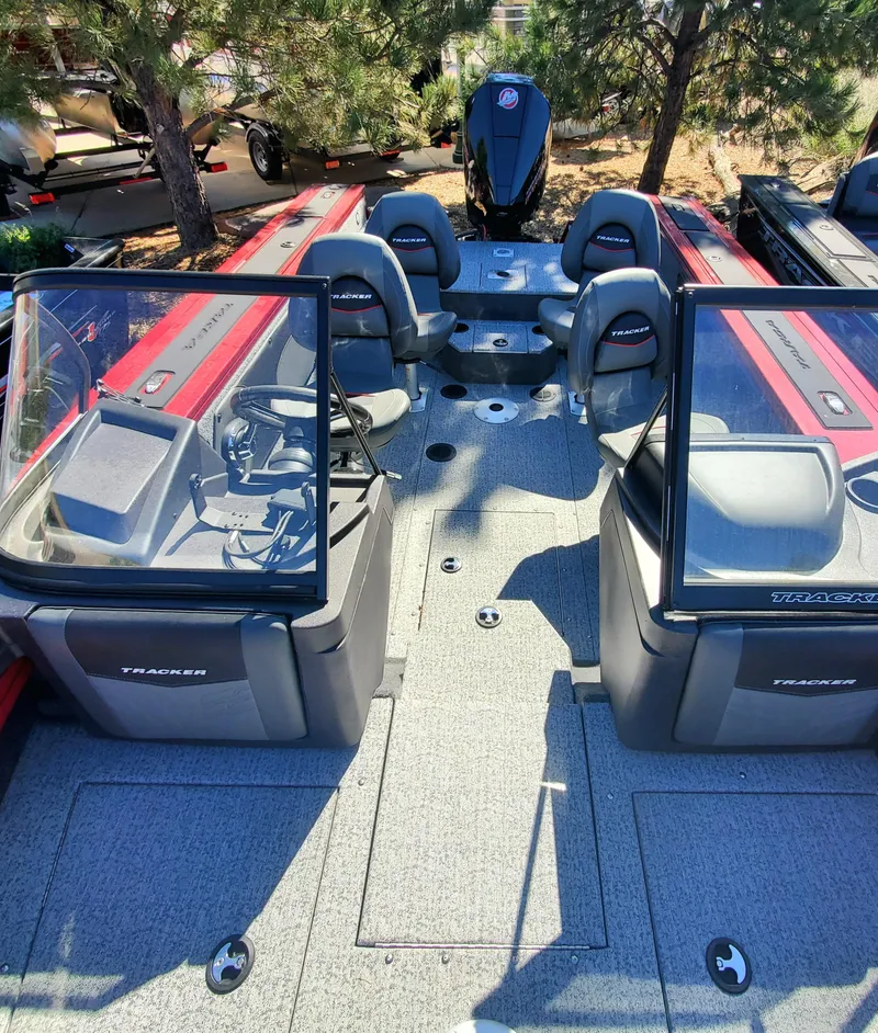 Slide: The Image of 2024 Tracker Targa V-19 WT fishing boat interior with seating and console. - 5