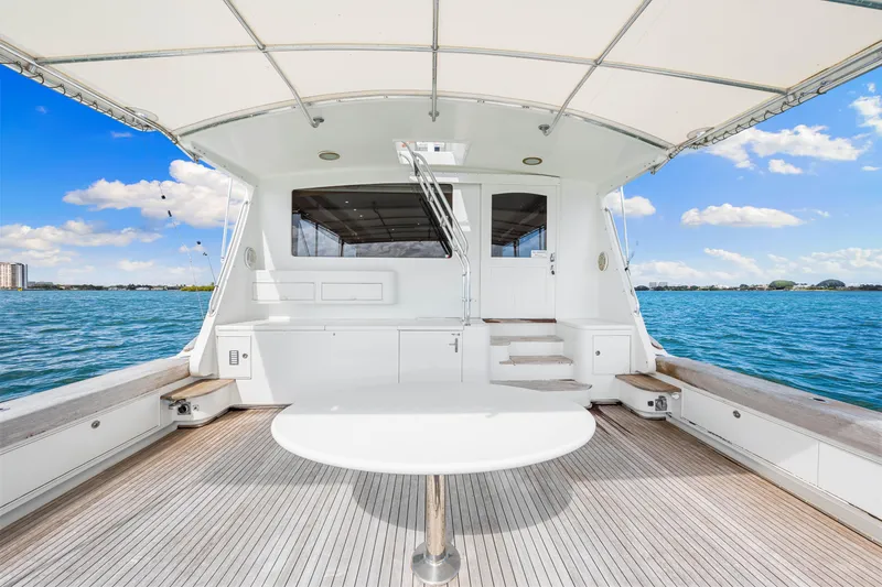 Slide: The Image of Spacious deck of a 1996 Blackwell 72 yacht with ocean view. - 28