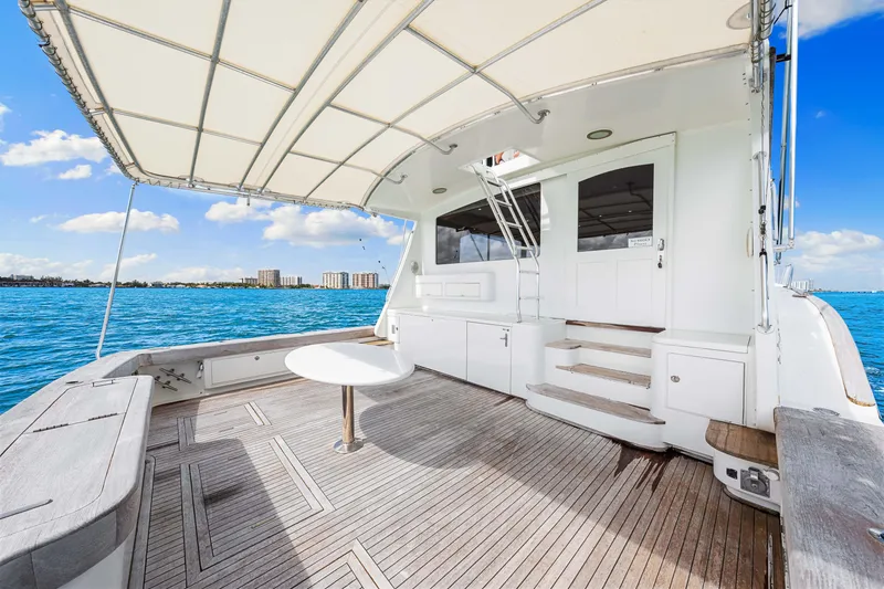 Slide: The Image of 1996 Blackwell 72 yacht deck with ocean view and seating area. - 29